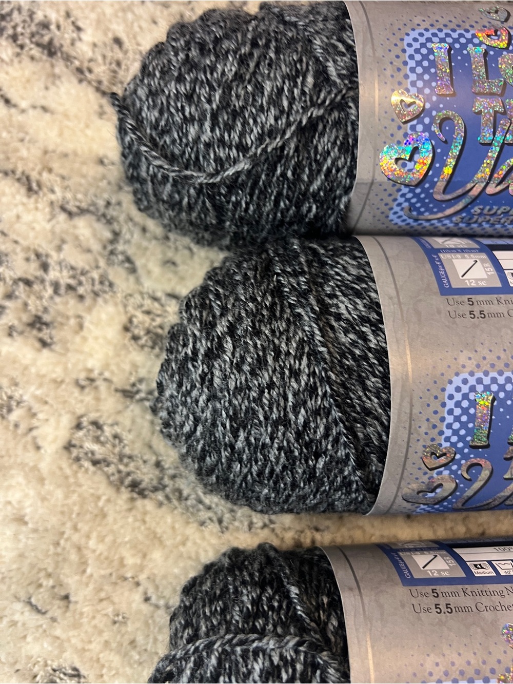 I Love This Brand Nocturnal Heathered Black & Gray Yarn Skeins - Picture 2 of 6